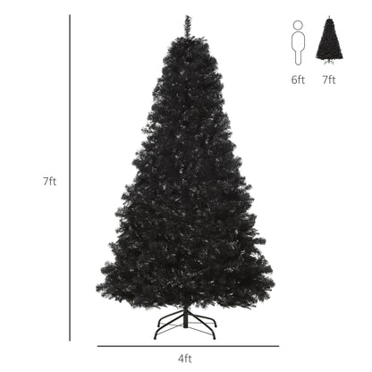 7ft Artificial Christmas Tree Holiday Home Indoor Decoration with Automatic Open, Black Artificial Christmas Trees   at Gallery Canada