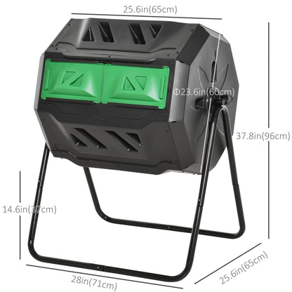 Tumbling Compost Bin Outdoor Dual Chamber 360° Rotating Composter 43 Gallon w/ Sliding Doors &; Solid Steel Frame, Green Outdoor Compost Bin   at Gallery Canada