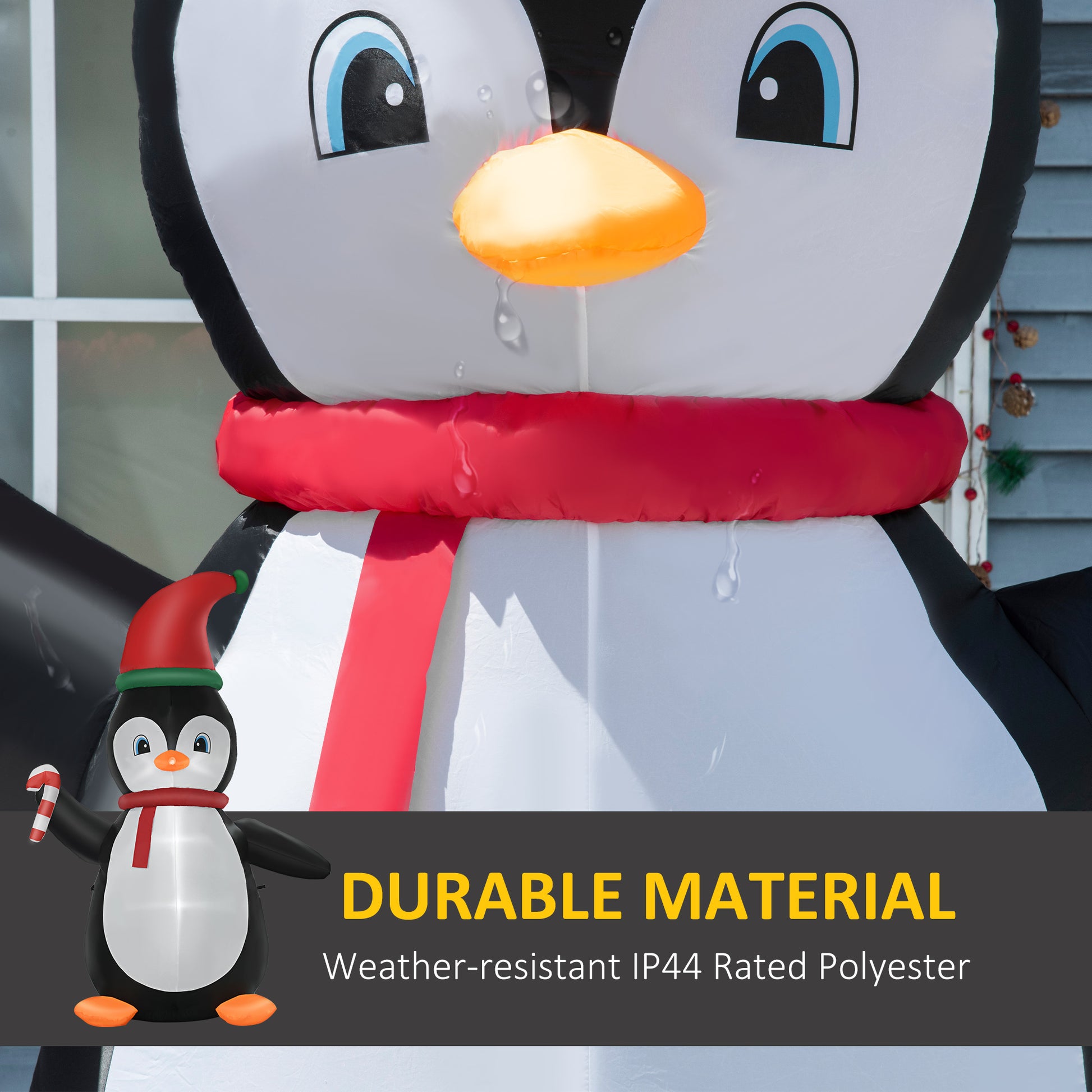 8.2' Inflatable Penguin Holding Candy Cane LED Lights Outdoor Decoration Christmas Inflatables   at Gallery Canada