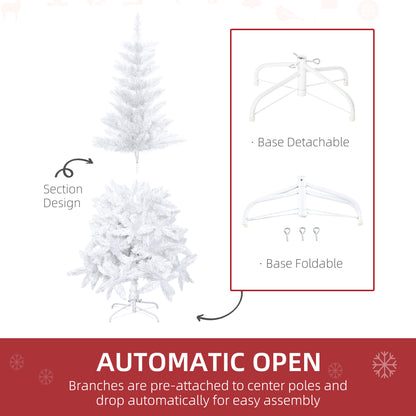 5ft Artificial Christmas Tree with Pine Realistic Branches, Auto Open, for Indoor Decoration, White Artificial Christmas Trees   at Gallery Canada