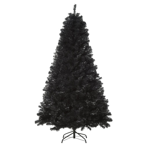 6ft Artificial Christmas Tree Unlit Douglas Fir with Realistic Branch Tips, Black Halloween Style