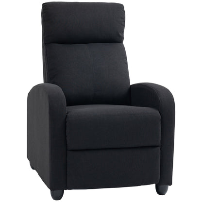 Fabric Recliner Chair, Manual Home Theater Seating, Single Reclining Sofa Chair with Padded Seat for Living Room, Black Single Sofas Black  at Gallery Canada