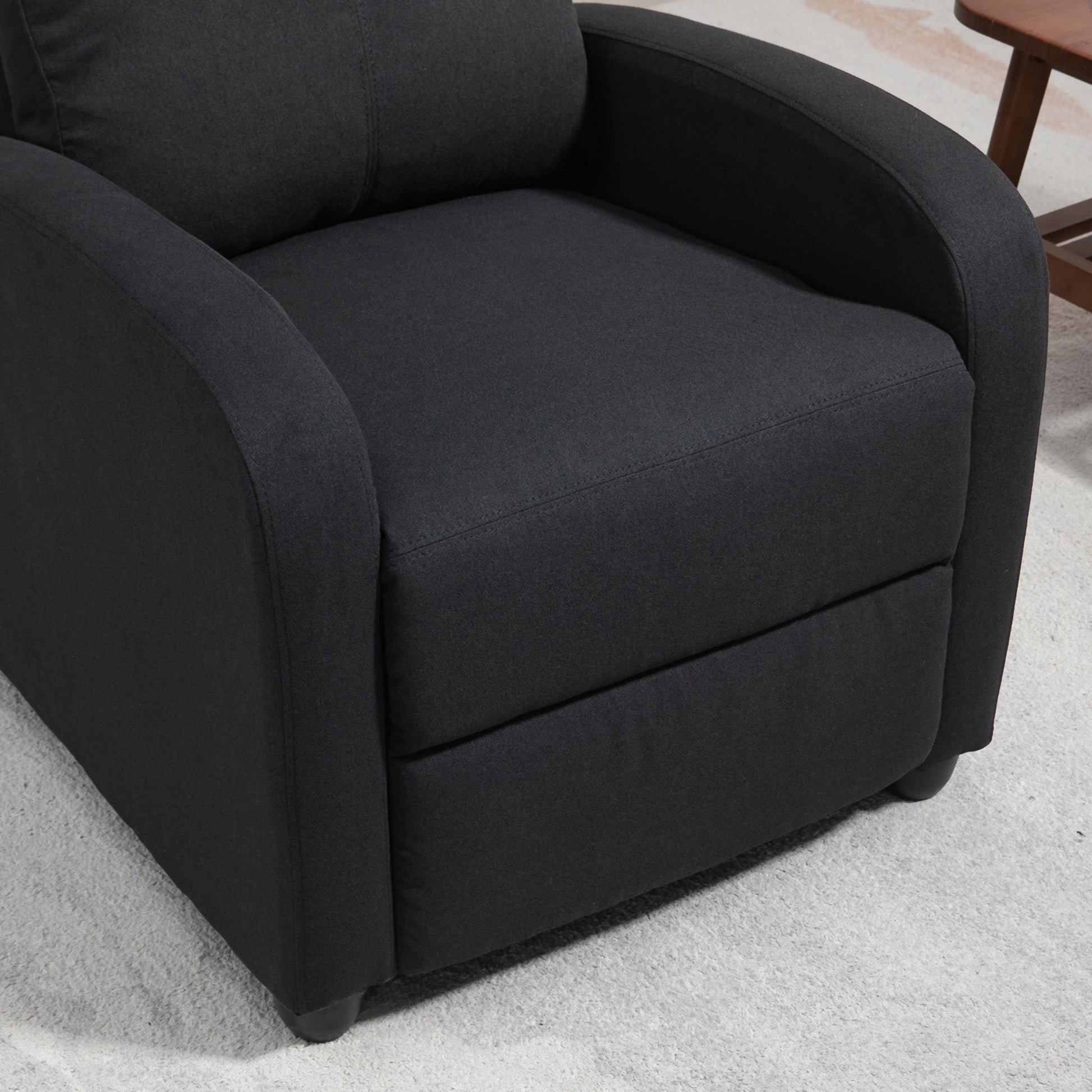 Fabric Recliner Chair, Manual Home Theater Seating, Single Reclining Sofa Chair with Padded Seat for Living Room, Black Single Sofas   at Gallery Canada