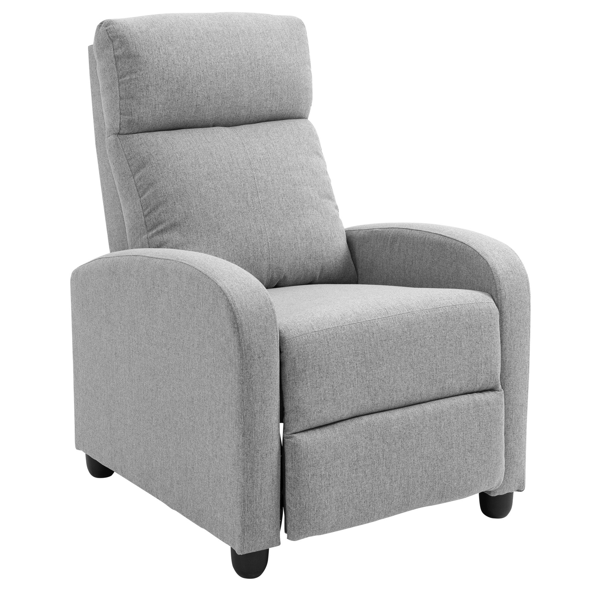 Fabric Recliner Manual Home Theater Seating Single Linen-Touch Sofa Armchair for Living Room, Light Grey Single Sofas Light Grey  at Gallery Canada