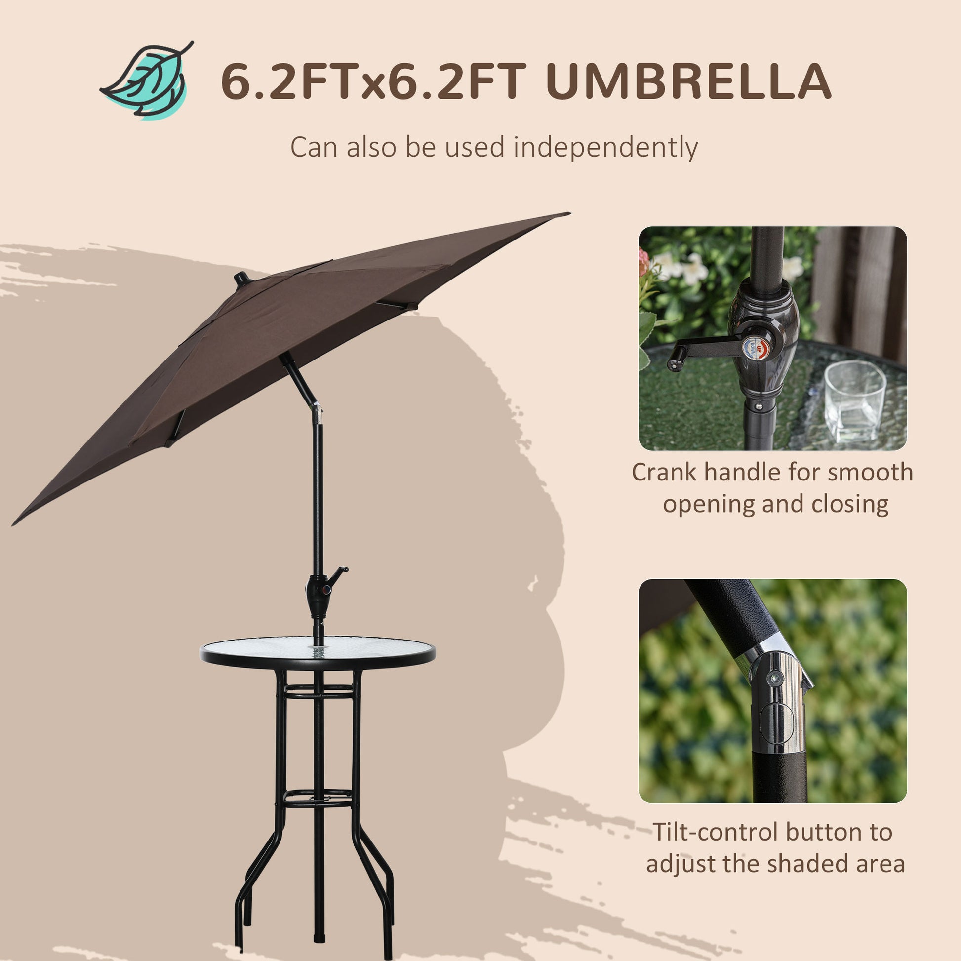 4 Piece Patio Bar Set, Sling Folding Outdoor Furniture with Umbrella for Poolside, Backyard and Garden, Brown Bistro Sets   at Gallery Canada