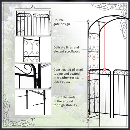 7' Metal Garden Arbor Arch with Scrollwork Doors for Ceremony, Weddings, Party, Backyard, Lawn Garden Arches   at Gallery Canada