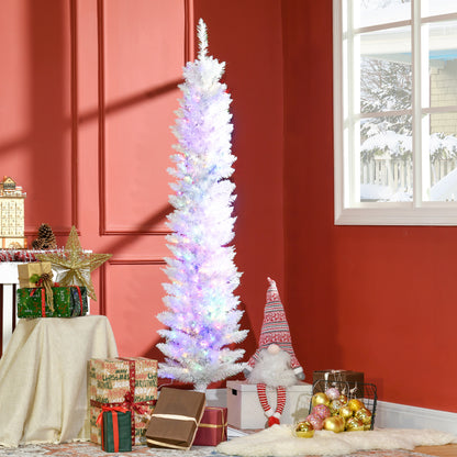 6' Prelit Christmas Trees, Pencil Artificial Christmas Tree with Colourful Surface Tips, Colourful LED Lights, White Pencil Christmas Trees   at Gallery Canada