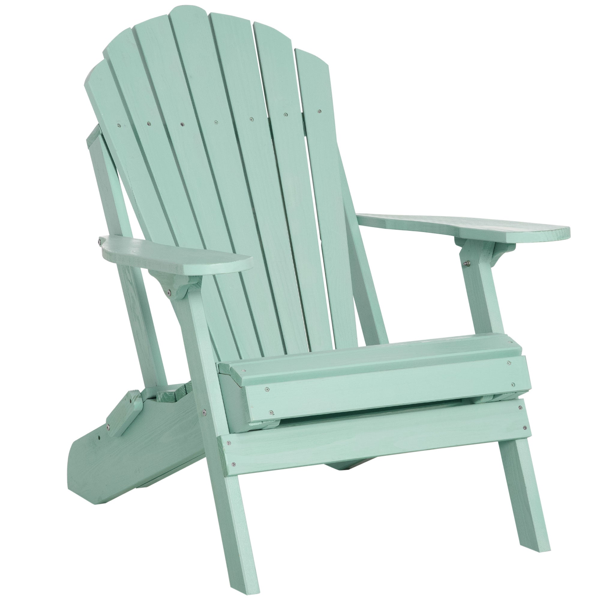 Foldable Adirondack Chair with Ottoman, Outdoor Wooden Lounger for Patio, Porch, Poolside, Garden, Green Patio Chairs Green  at Gallery Canada