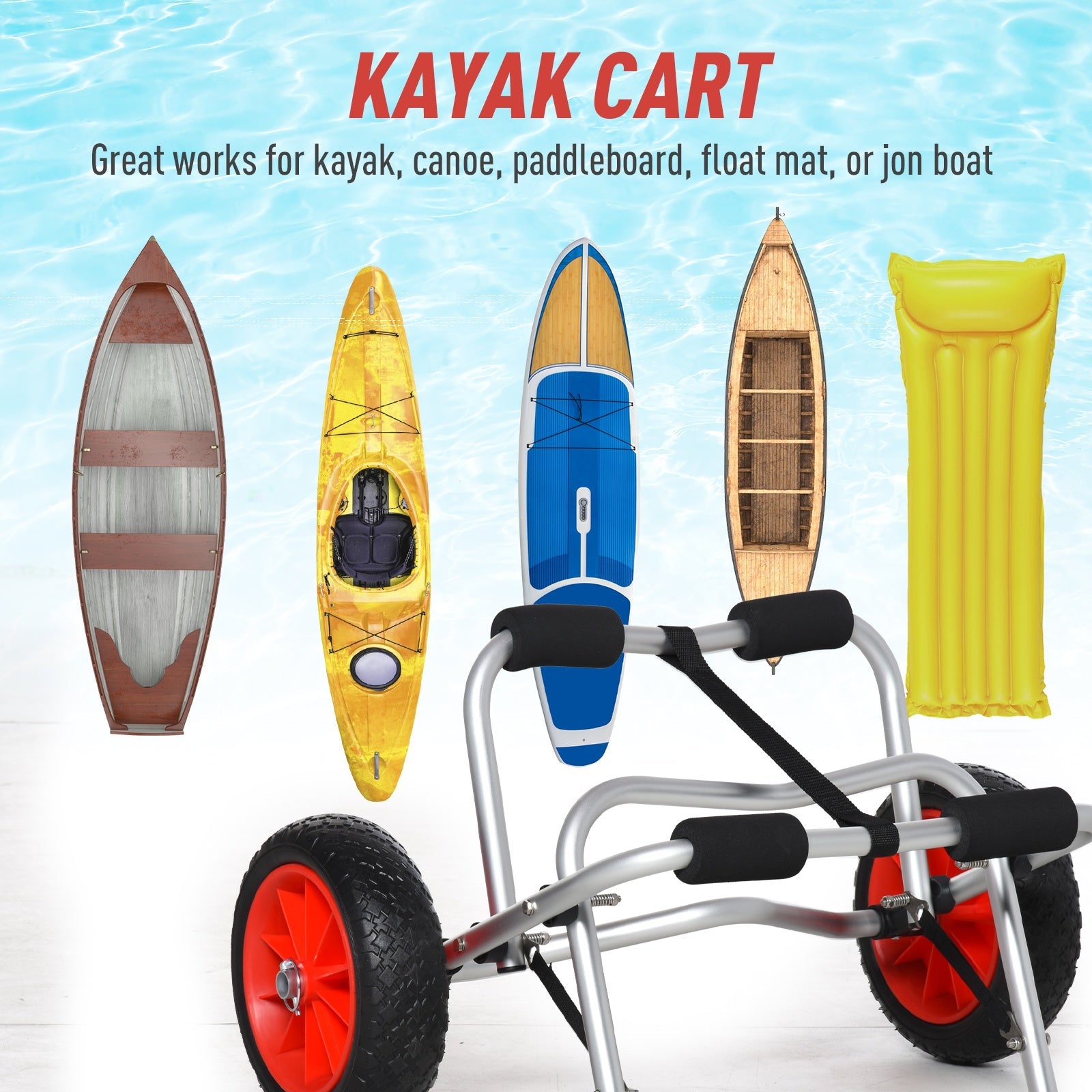 Foldable Kayak Cart, Aluminum Boat Canoe Carrier Tote Dolly Trolley Transport Trailer NO-Flat Wheel Silver Kayak Carts   at Gallery Canada