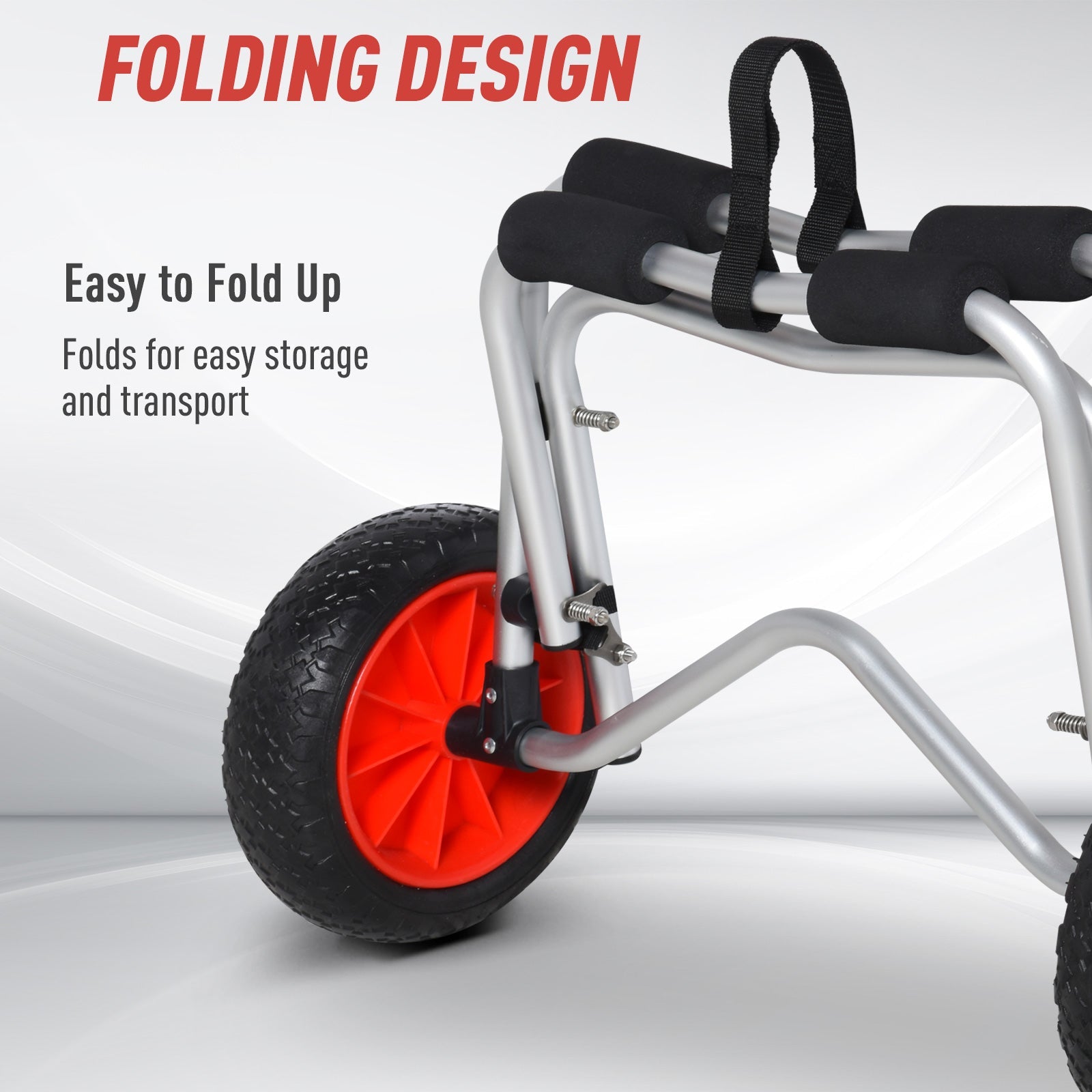 Foldable Kayak Cart, Aluminum Boat Canoe Carrier Tote Dolly Trolley Transport Trailer NO-Flat Wheel Silver Kayak Carts   at Gallery Canada