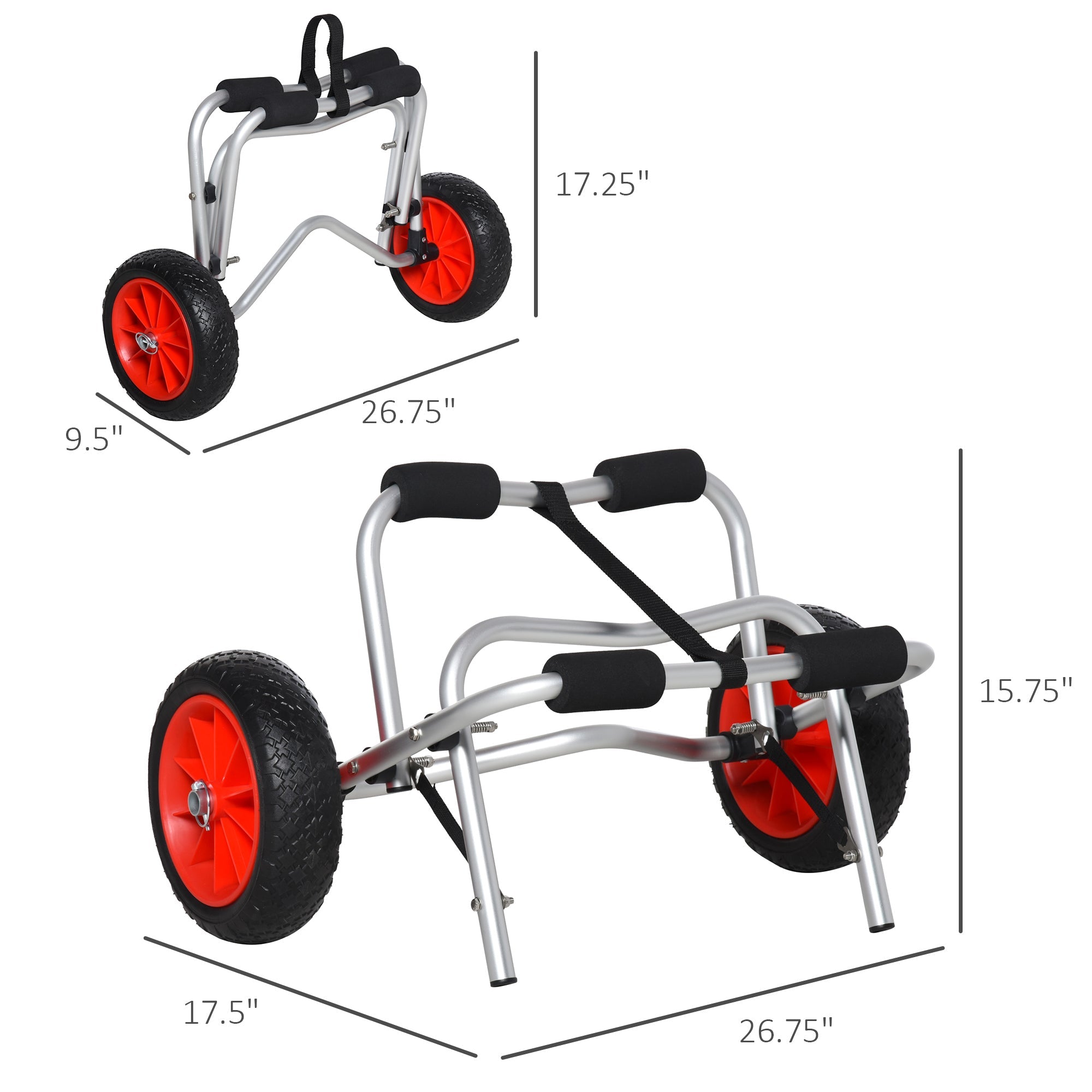 Foldable Kayak Cart, Aluminum Boat Canoe Carrier Tote Dolly Trolley Transport Trailer NO-Flat Wheel Silver Kayak Carts   at Gallery Canada