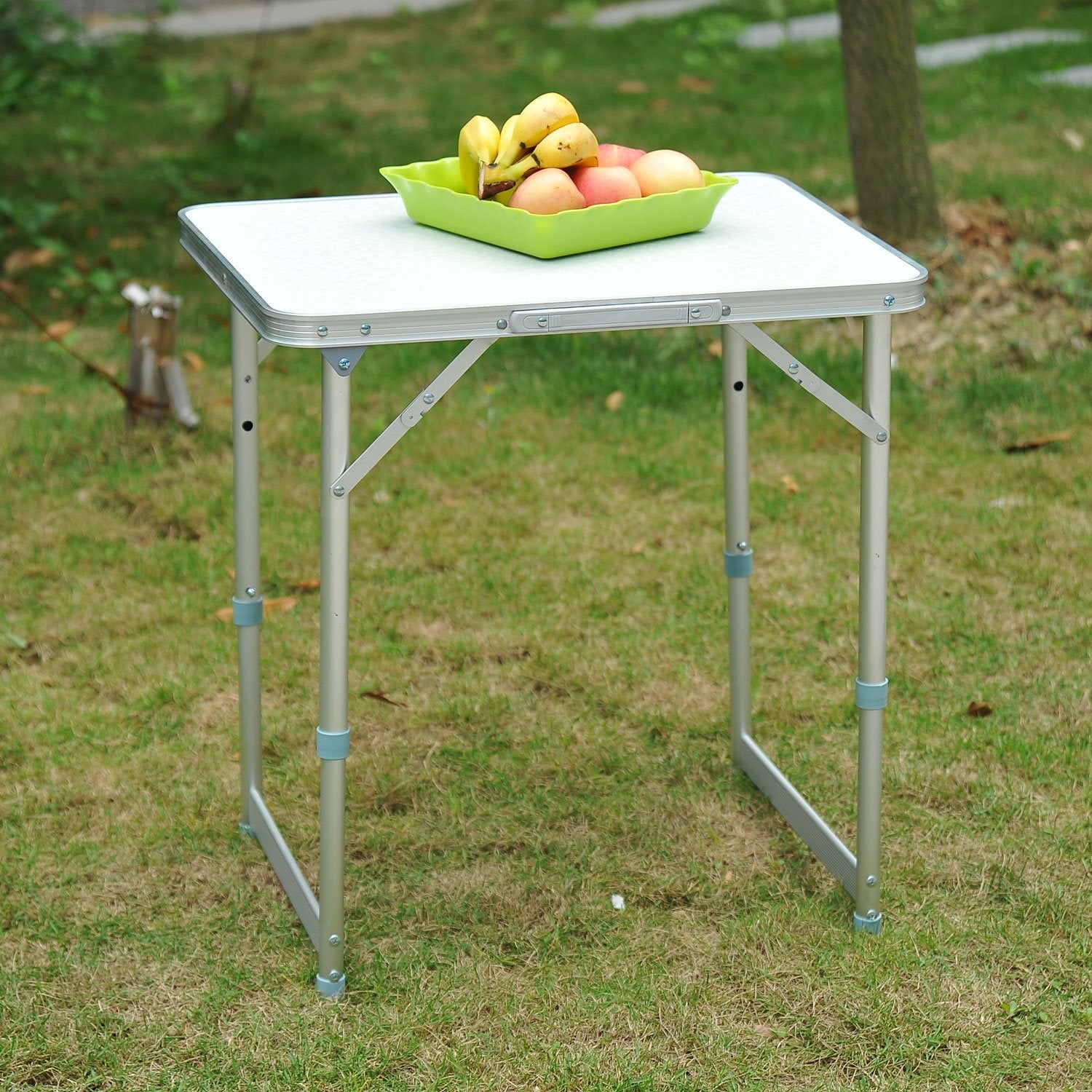 Folding Adjustable Patio Picnic Table Portable Camping Dining Lunch Table Aluminum Frame Silver Picnic Tables & Camping Chairs   at Gallery Canada