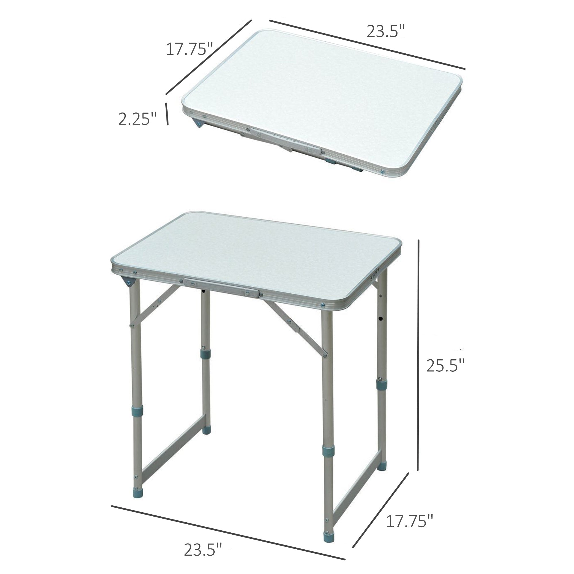 Folding Adjustable Patio Picnic Table Portable Camping Dining Lunch Table Aluminum Frame Silver Picnic Tables & Camping Chairs   at Gallery Canada