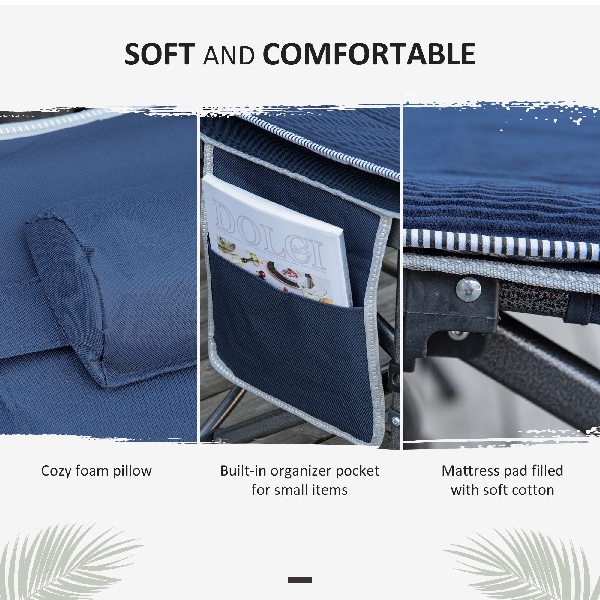 Folding Camping Cot with Mattress &; Pillow, Double Layer Oxford Heavy Duty Sleeping Cot with Carry Bag Blue Camping Cots   at Gallery Canada