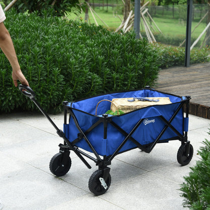 Folding Wagon Cart Collapsible Camping Trolley Garden Heavy Duty Shopping Cart with Brake Blue Folding Garden Carts   at Gallery Canada