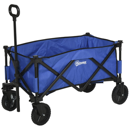 Folding Wagon Cart Collapsible Camping Trolley Garden Heavy Duty Shopping Cart with Brake Blue Folding Garden Carts Dark Blue  at Gallery Canada