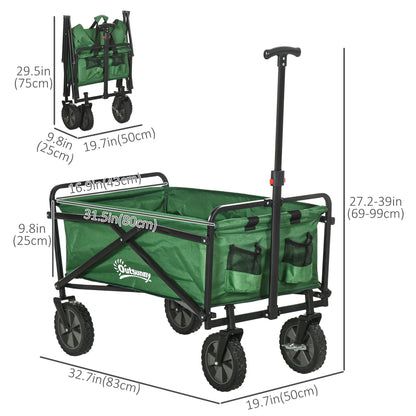 Folding Wagon Cart, Outdoor Utility Wagon Heavy Duty Garden Shopping Cart Collapsible Camping Trolley with Steel Frame, Oxford Fabric Folding Garden Carts   at Gallery Canada