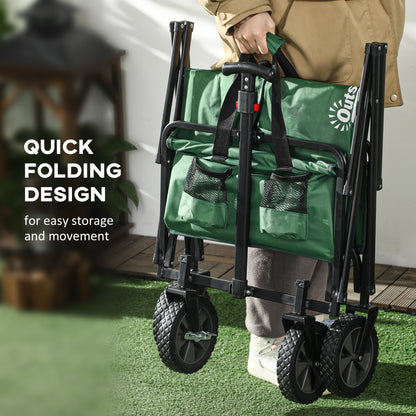 Folding Wagon Cart, Outdoor Utility Wagon Heavy Duty Garden Shopping Cart Collapsible Camping Trolley with Steel Frame, Oxford Fabric Folding Garden Carts   at Gallery Canada