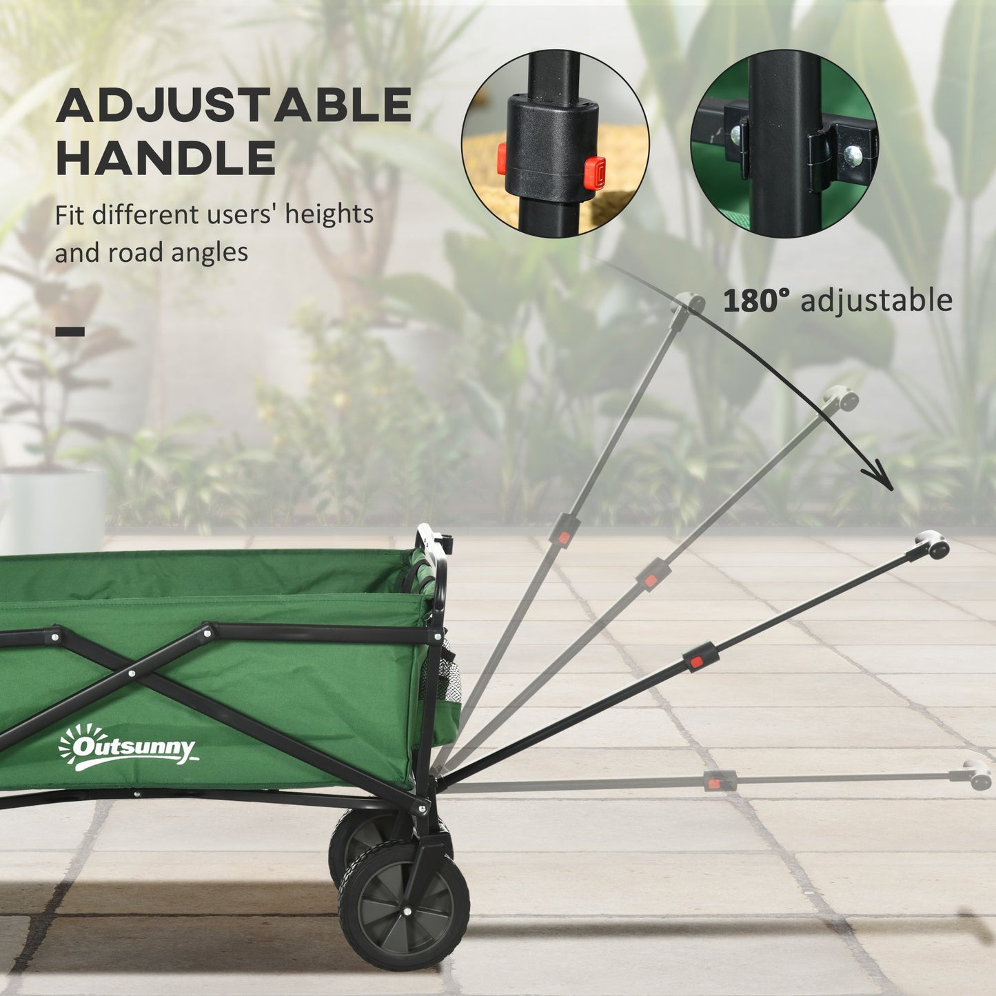 Folding Wagon Cart, Outdoor Utility Wagon Heavy Duty Garden Shopping Cart Collapsible Camping Trolley with Steel Frame, Oxford Fabric Folding Garden Carts   at Gallery Canada