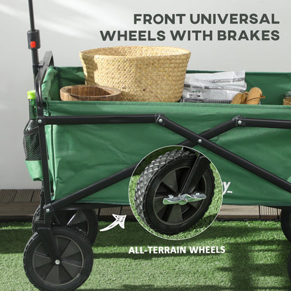 Folding Wagon Cart, Outdoor Utility Wagon Heavy Duty Garden Shopping Cart Collapsible Camping Trolley with Steel Frame, Oxford Fabric Folding Garden Carts   at Gallery Canada