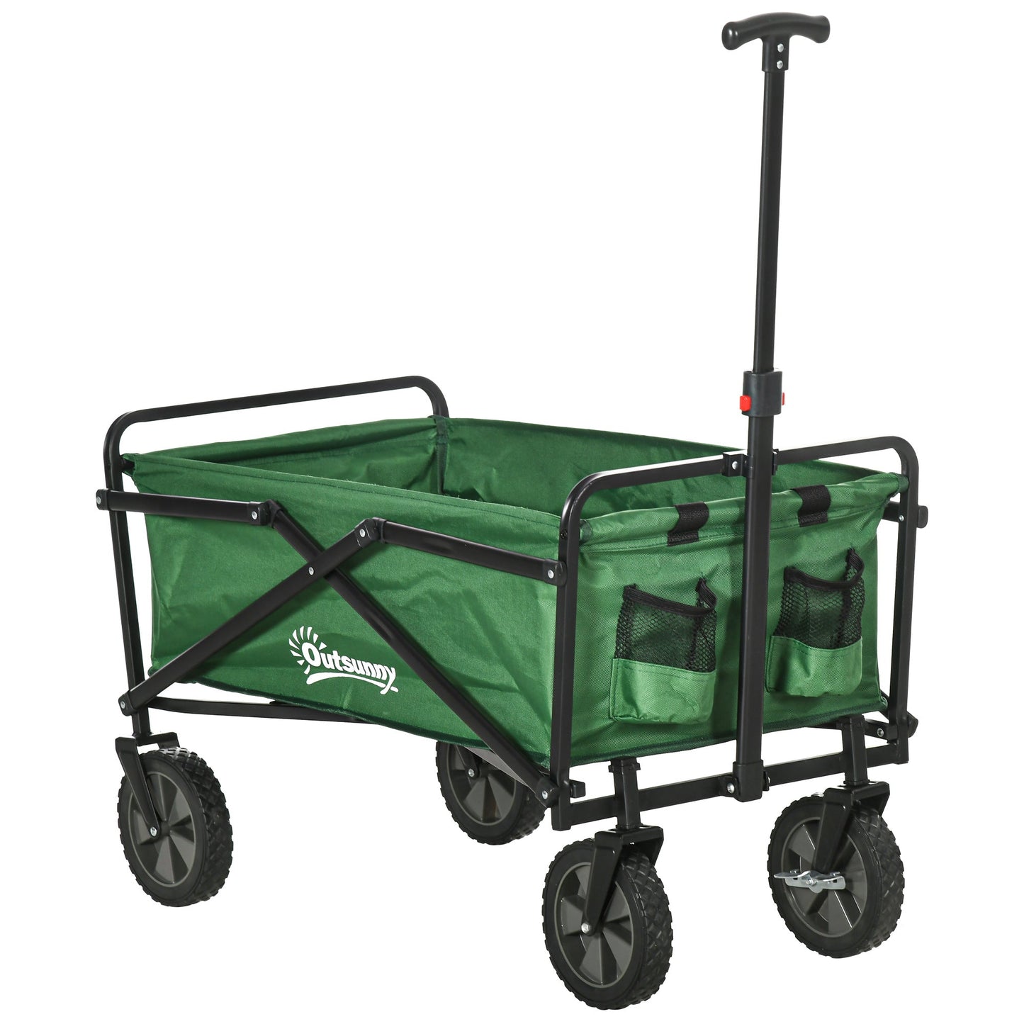 Folding Wagon Cart, Outdoor Utility Wagon Heavy Duty Garden Shopping Cart Collapsible Camping Trolley with Steel Frame, Oxford Fabric Folding Garden Carts Dark Green  at Gallery Canada