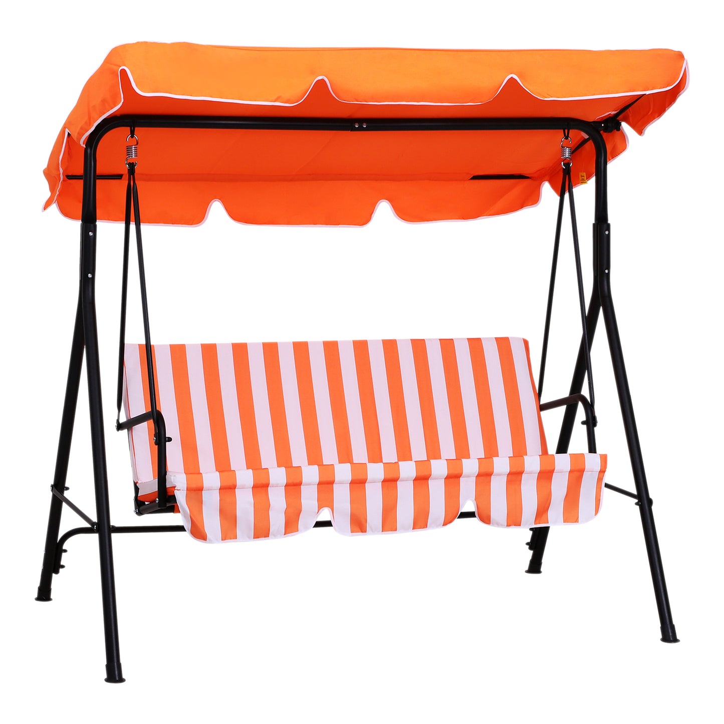 3-Seat Outdoor Patio Swing Chair with Adjustable Canopy and Removable Cushion, Weather-Resistant Steel Frame, Orange Porch Swings with Canopy Multi Colour  at Gallery Canada