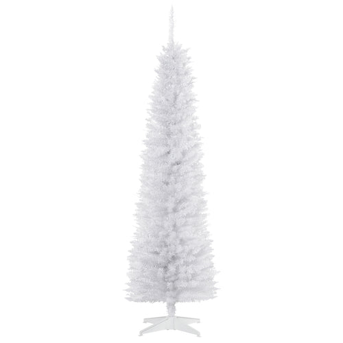 6 FT Christmas Tree Classic Tree Holiday Indoor Decoration, with Stable Plastic Base, White