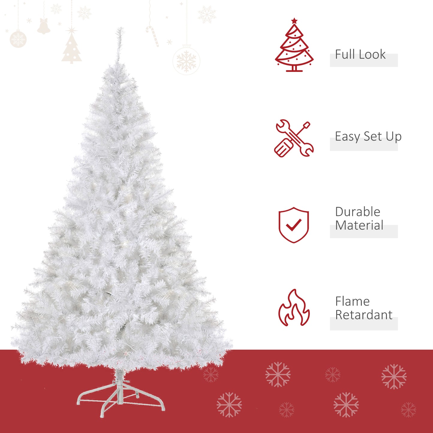 6FT Prelit Artificial Christmas Tree Warm White LED Light Holiday Home Xmas Decoration with Automatic Open, White Pre Lit Christmas Trees   at Gallery Canada