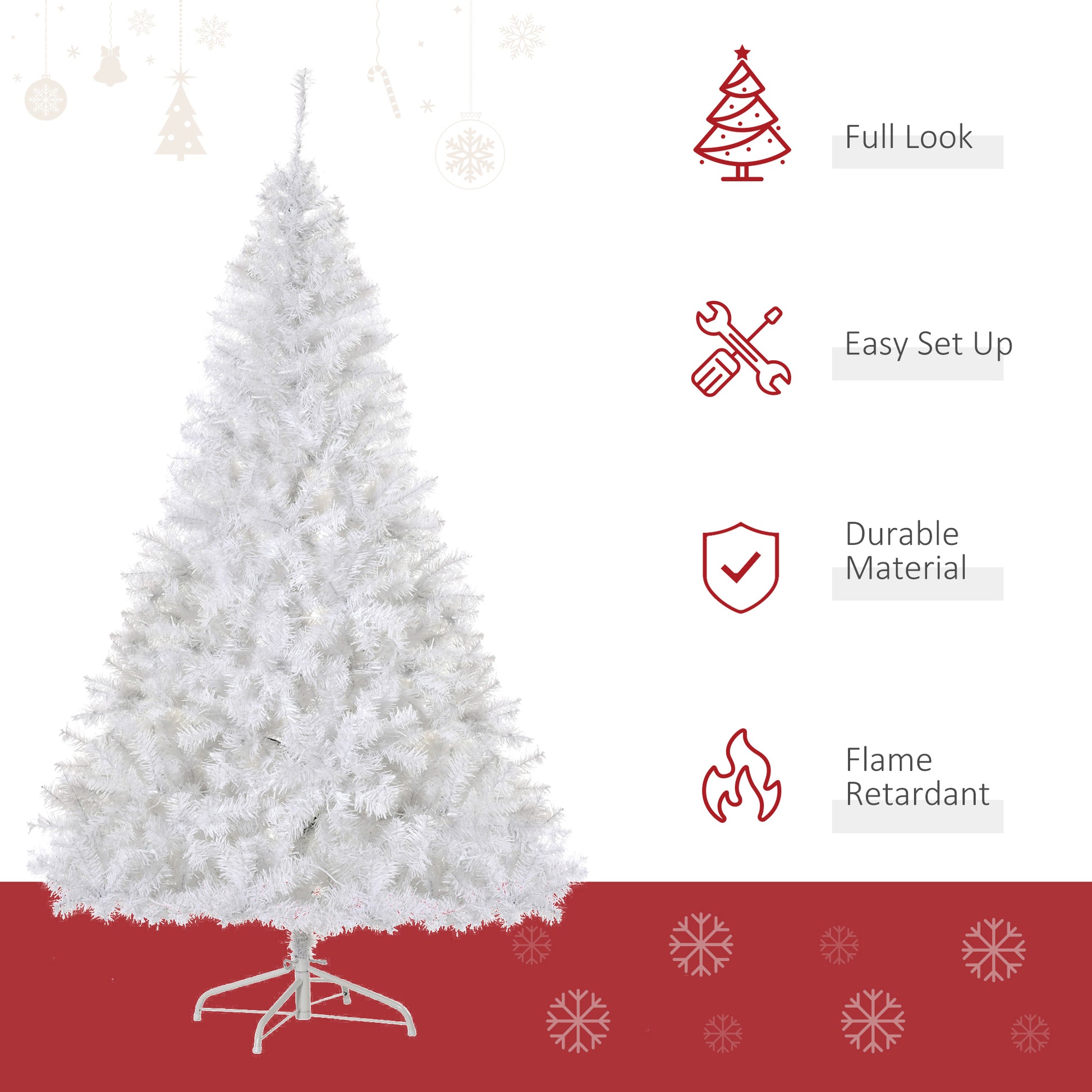 6FT Prelit Artificial Christmas Tree Warm White LED Light Holiday Home Xmas Decoration with Automatic Open, White Pre Lit Christmas Trees   at Gallery Canada