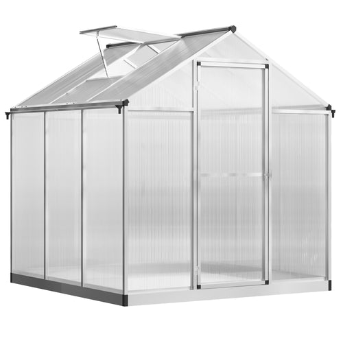 6' x 6' x 6.4' Walk-in Garden Greenhouse Polycarbonate Panels Plants Flower Growth Shed Cold Frame Outdoor Portable Warm House