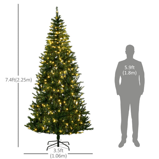 7.5 Feet Prelit Artificial Christmas Tree Warm White LED Light Holiday Home Xmas Decoration, Green Pre Lit Christmas Trees Green  at Gallery Canada