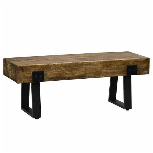Garden Bench with Metal Legs, Rustic Wood Effect Concrete Dining Bench, Indoor or Outdoor Use for Patio, Park, Porch and Lawn, Natural and Black - Gallery Canada