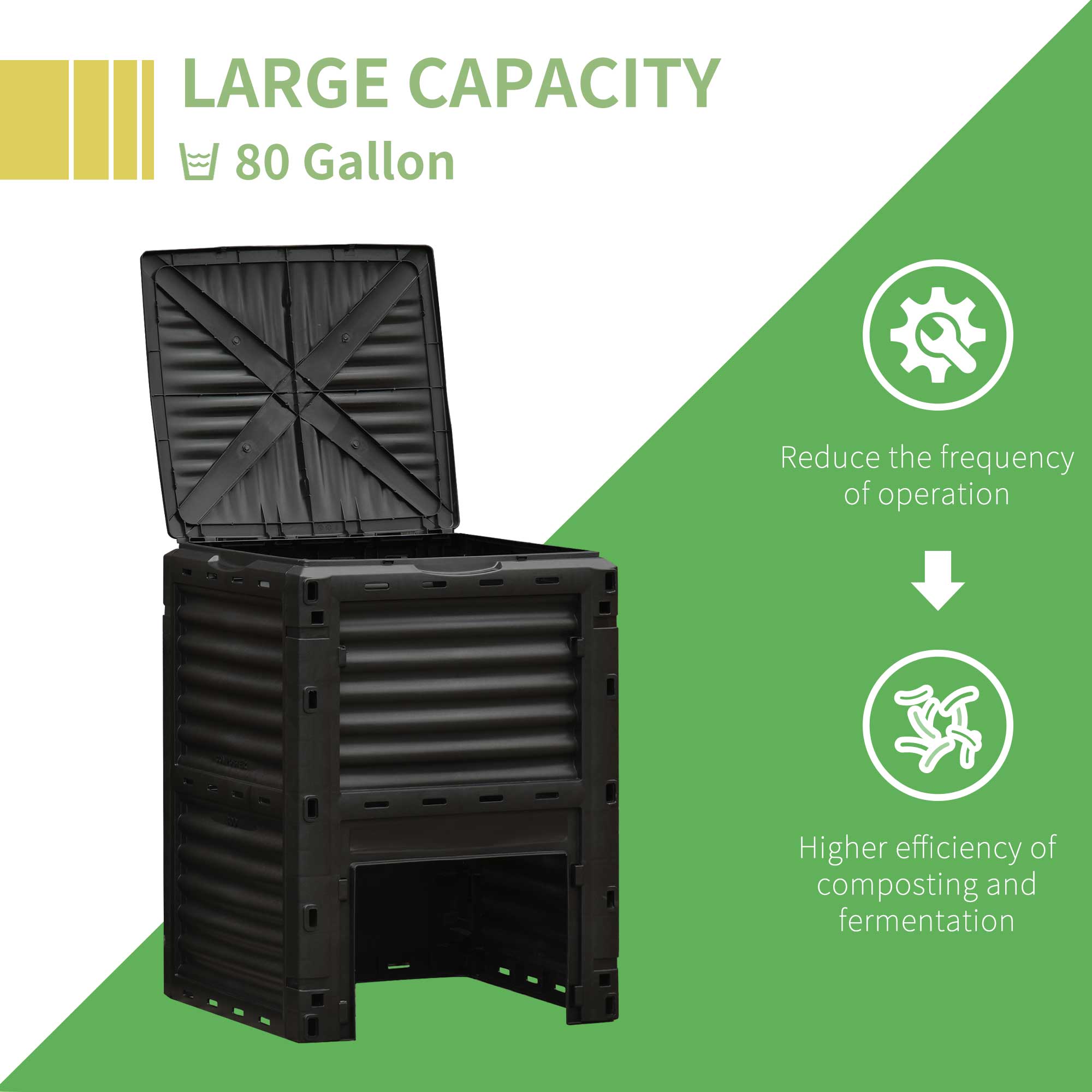 Garden Compost Bin Large Outdoor Compost Container 80 Gallon Fast Creation of Fertile Soil Aerating Compost Box, Easy Assembly, Black Outdoor Compost Bin   at Gallery Canada