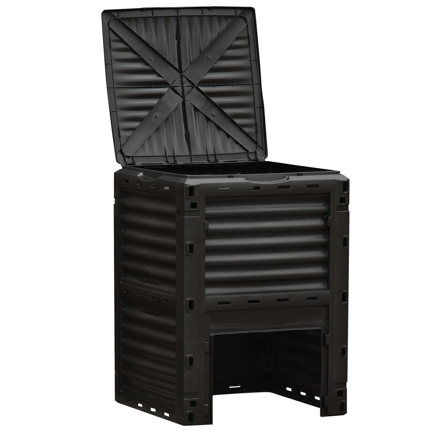 Garden Compost Bin Large Outdoor Compost Container 80 Gallon Fast Creation of Fertile Soil Aerating Compost Box, Easy Assembly, Black Outdoor Compost Bin Black  at Gallery Canada