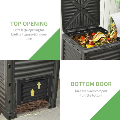 Garden Compost Bin Large Outdoor Compost Container 80 Gallon Fast Creation of Fertile Soil Aerating Compost Box, Easy Assembly, Black Outdoor Compost Bin   at Gallery Canada