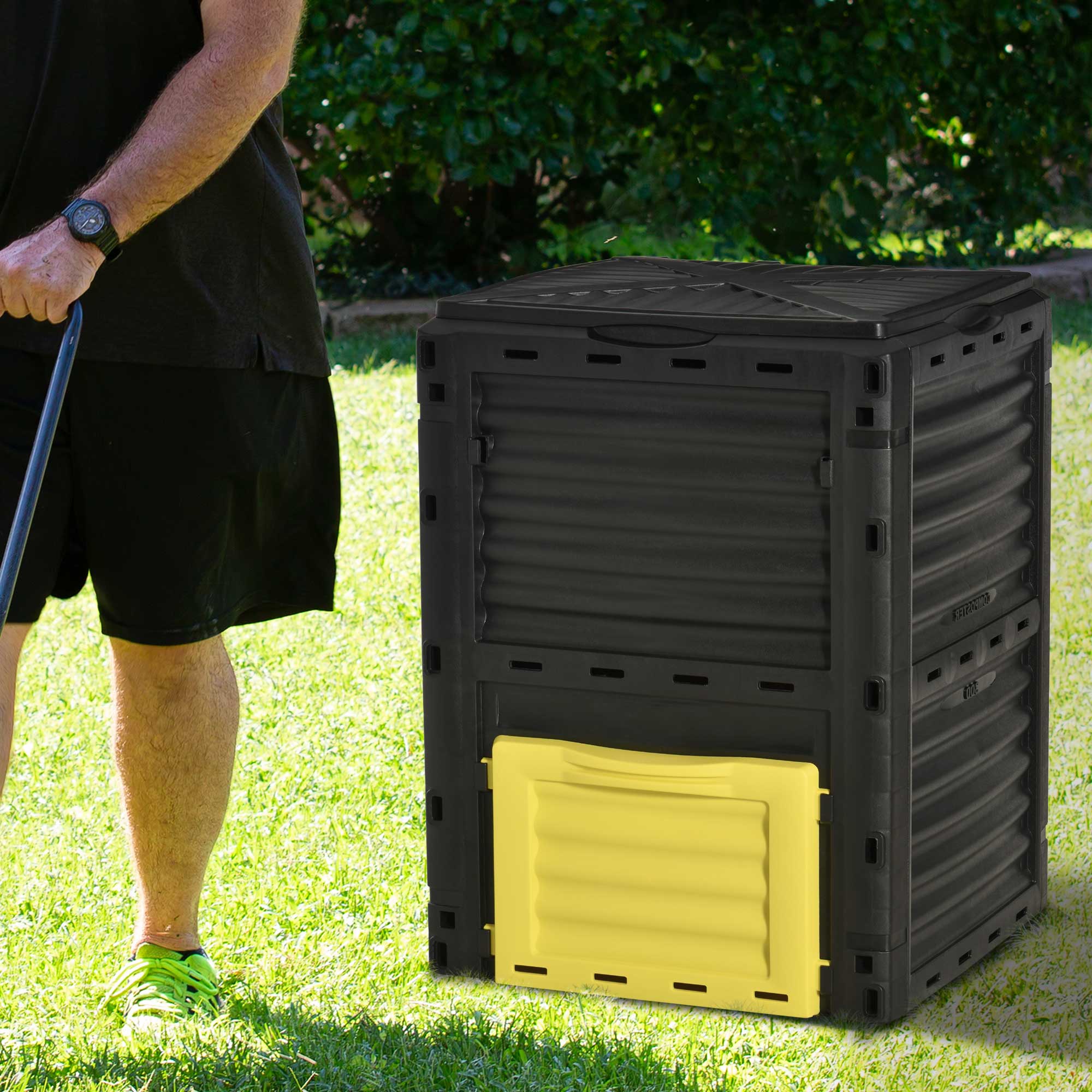 Garden Compost Bin Large Outdoor Compost Container 80 Gallon Fast Creation of Fertile Soil Aerating Compost Box, Yellow Outdoor Compost Bin   at Gallery Canada