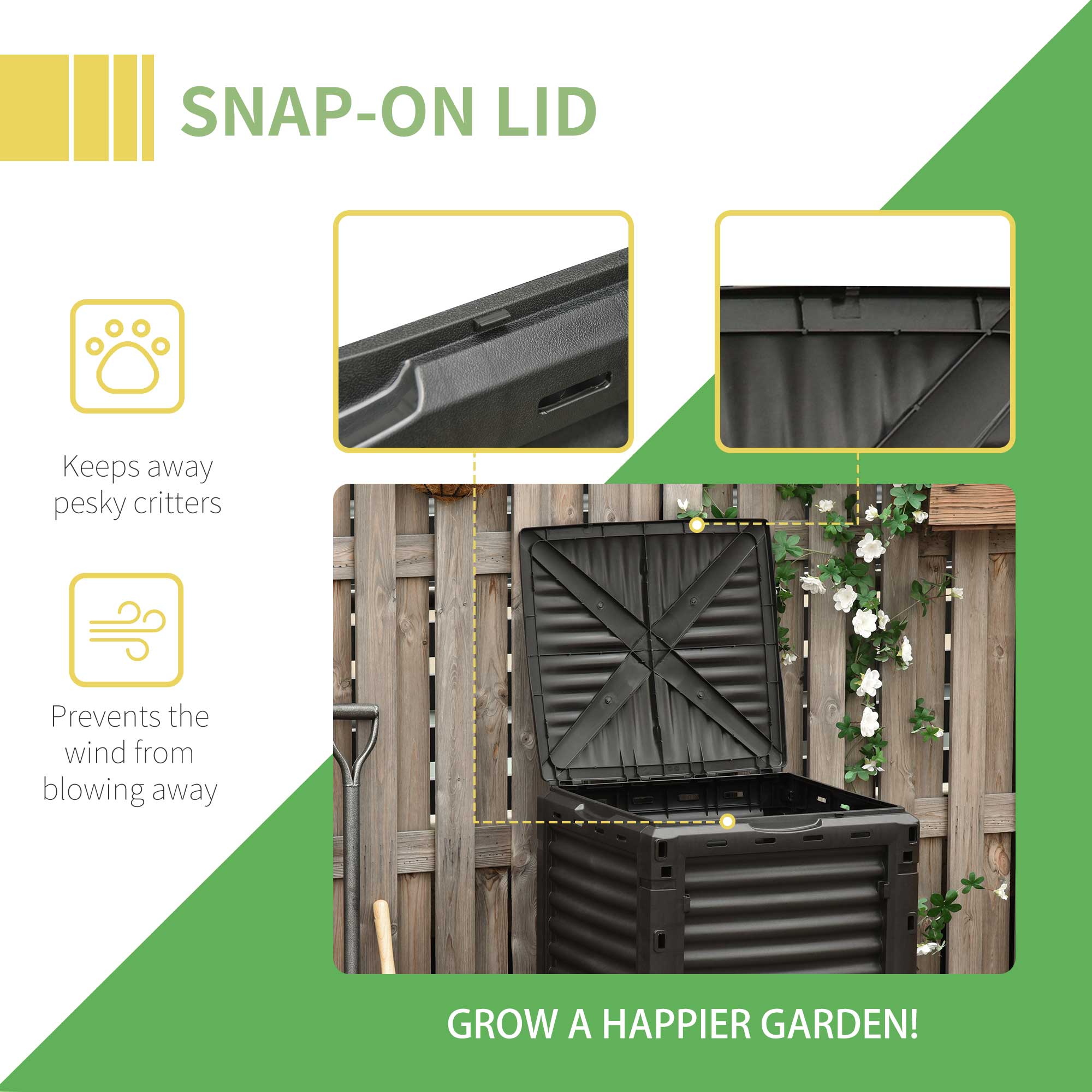 Garden Compost Bin Large Outdoor Compost Container 80 Gallon Fast Creation of Fertile Soil Aerating Compost Box, Yellow Outdoor Compost Bin   at Gallery Canada