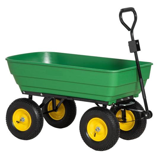 Garden Dump Cart Heavy Duty 440lbs Wagon with Steel Frame and 12" Pneumatic Tires, Green - Gallery Canada