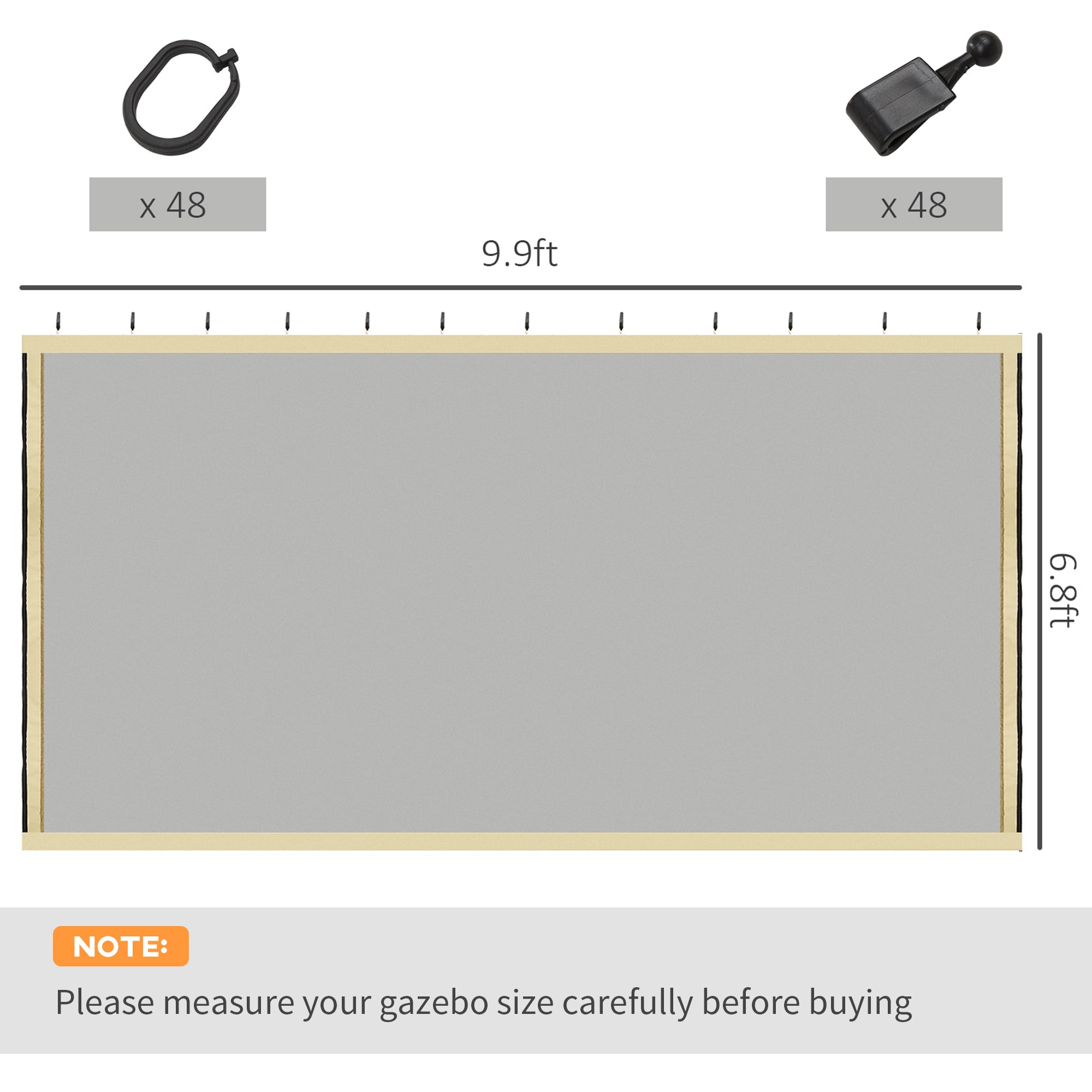 Gazebo Replacement Mosquito Netting 10' x 10' Black Screen Walls for Canopy with Zippers for Parties and Outdoor Activities Gazebo Sidewalls   at Gallery Canada