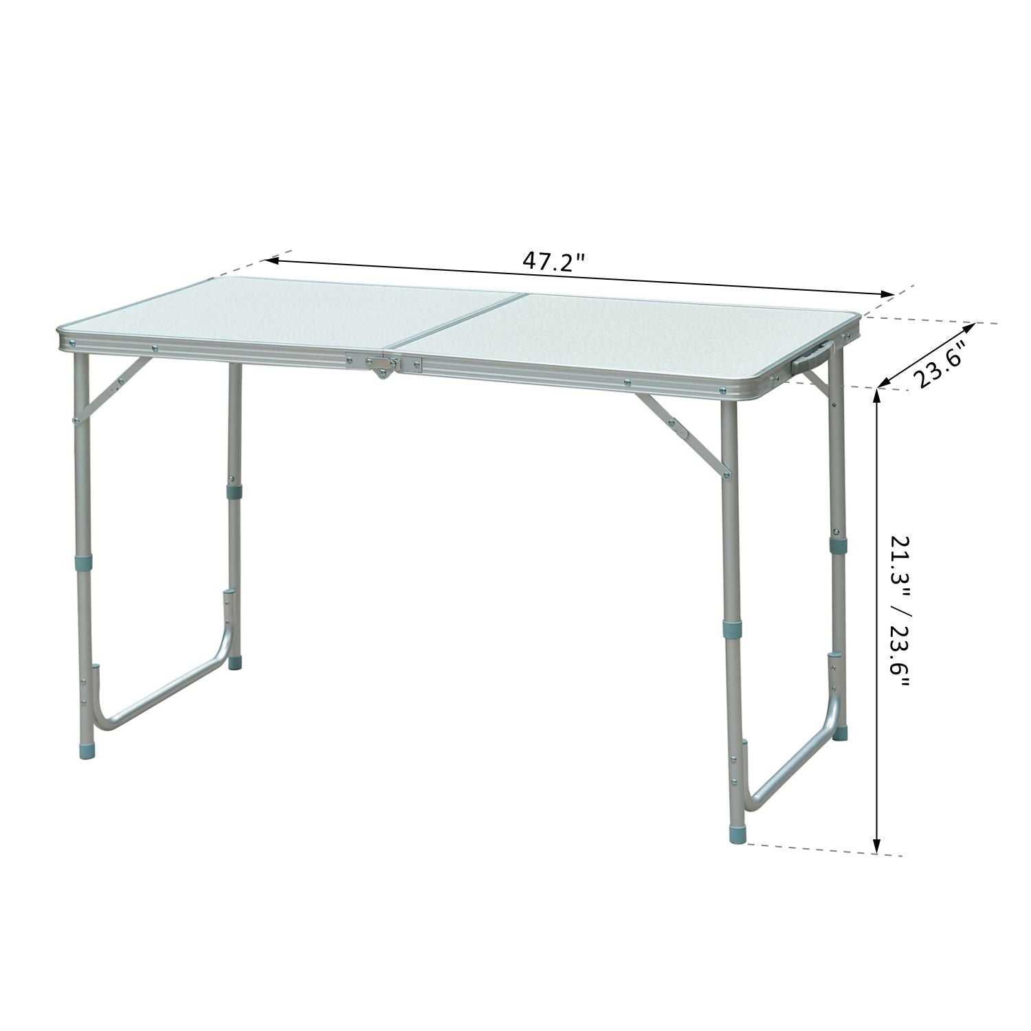 Adjustable Height 4ft Foldable Camping Table with Aluminum Frame and Handle, Silver Picnic Tables & Camping Chairs   at Gallery Canada