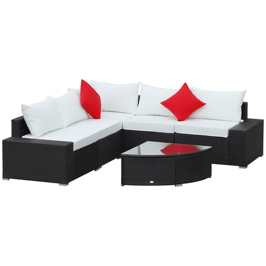 6 Piece Outdoor Wicker Furniture Set Patio Cushioned Rattan Sofa Chiars Table - Gallery Canada