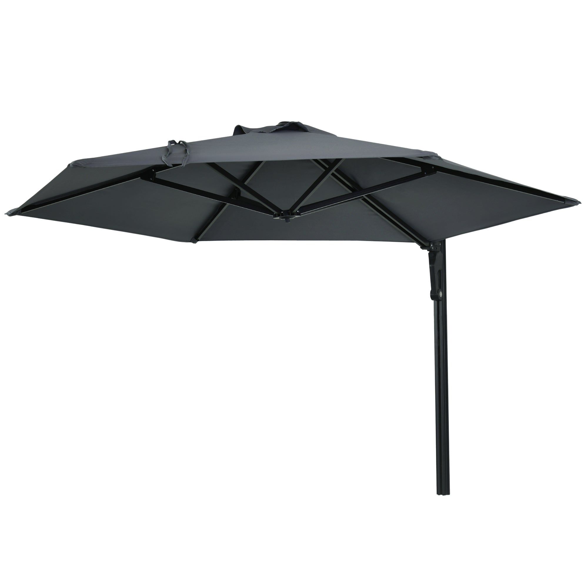 8 ft Wall Mounted Umbrella with 180° Rotatable Canopy, Patio Wall Parasol for Outdoor, Garden, Balcony, Yard, Dark Grey Sun Umbrellas Multi Colour  at Gallery Canada