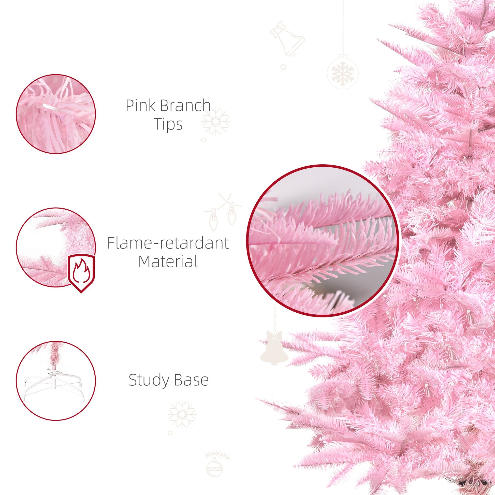 4FT Artificial Christmas Tree Holiday Xmas Tree Decoration with Automatic Open for Home Party, Pink Artificial Christmas Trees   at Gallery Canada