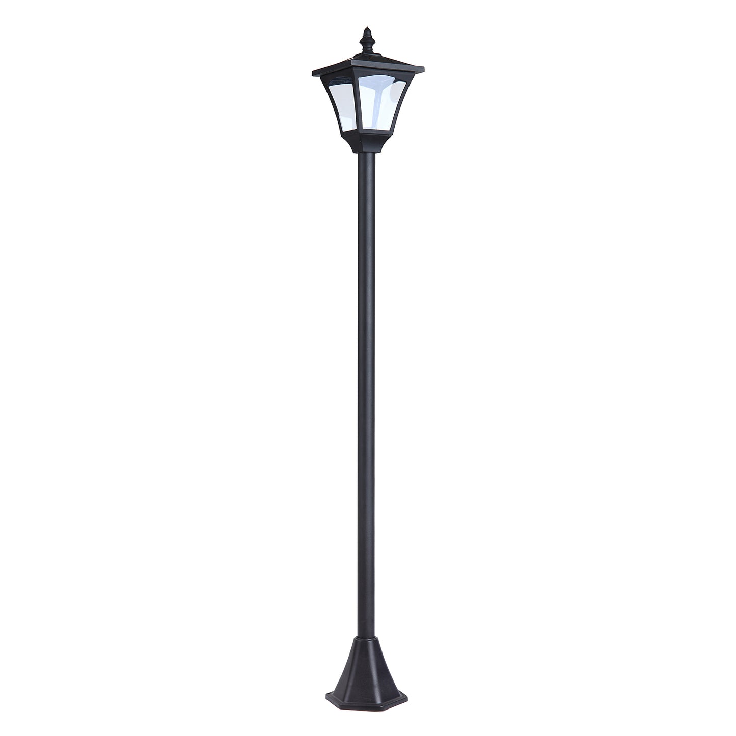 Single Solar Lamp Post Garden Solar-Powered LED Streetlight Style Outdoor Light Waterproof 5-6 Hours with Base for Lawn Pathway Walkway 47"H Solar Post Lamps Black  at Gallery Canada