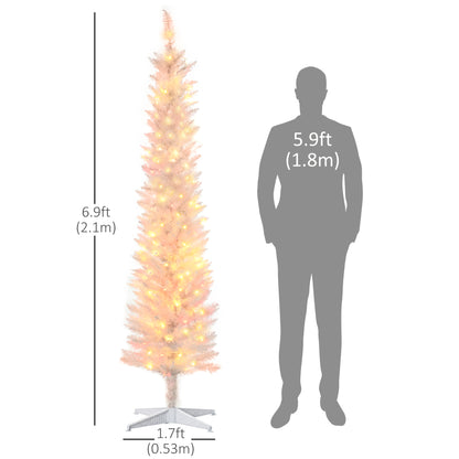 7' Prelit Christmas Trees, Pencil Artificial Christmas Tree with Colourful Surface Tips, Colourful LED Lights, White Pencil Christmas Trees   at Gallery Canada