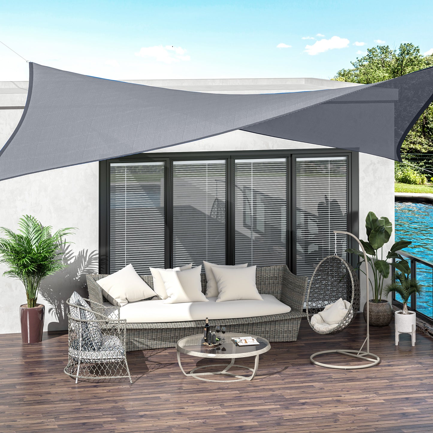 Square 12’ Canopy Sun Sail Shade Garden Cover UV Protector Outdoor Patio Lawn Shelter with Carrying Bag Grey Shade Sails   at Gallery Canada