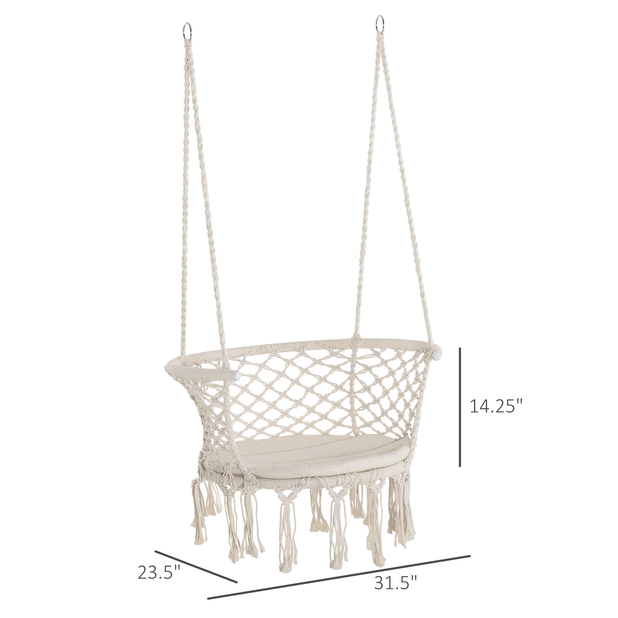 Large Cotton Rope Hammock Chair with Cushion and Metal Frame for Patio, Cream Hammock Swings   at Gallery Canada