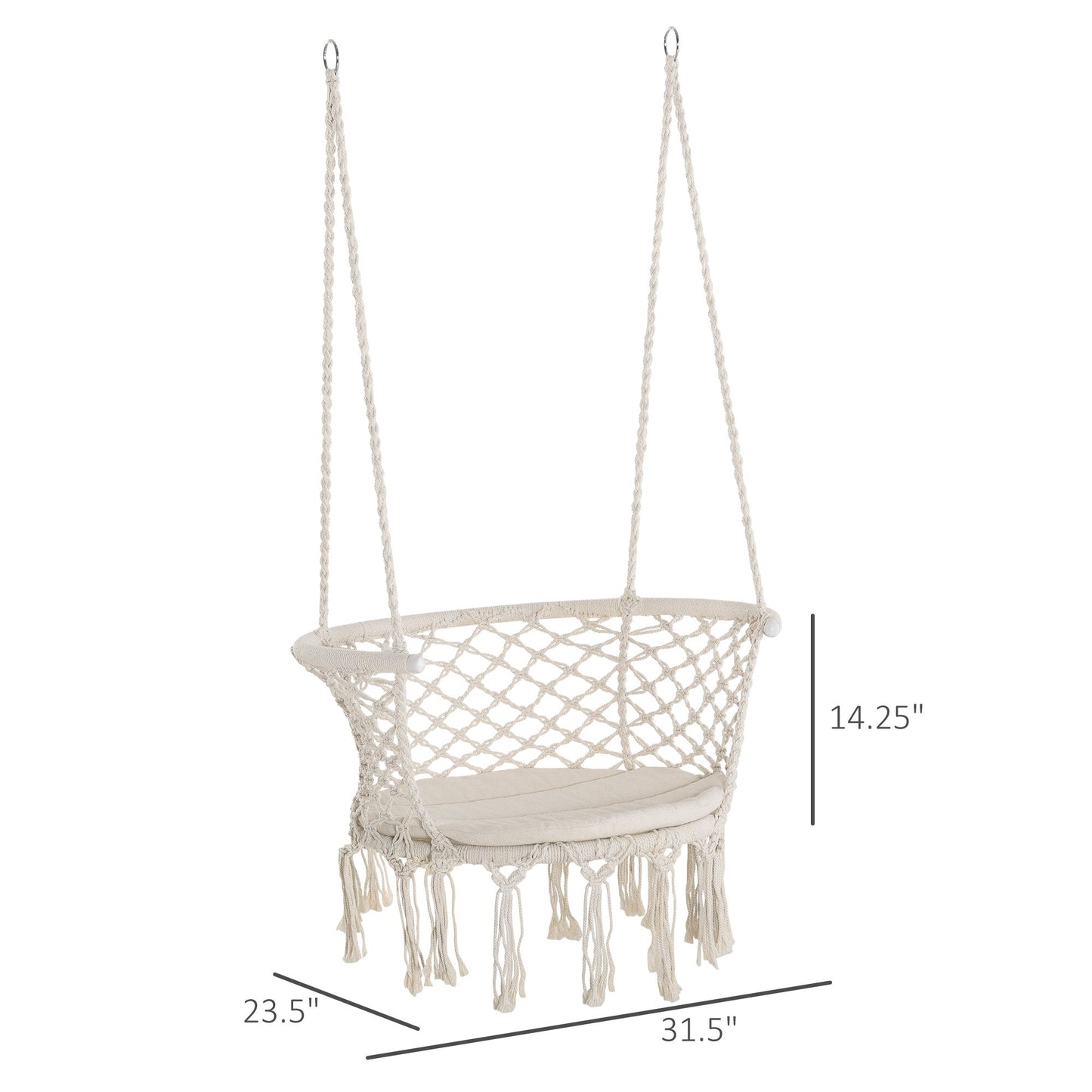 Large Cotton Rope Hammock Chair with Cushion and Metal Frame for Patio, Cream Hammock Swings   at Gallery Canada