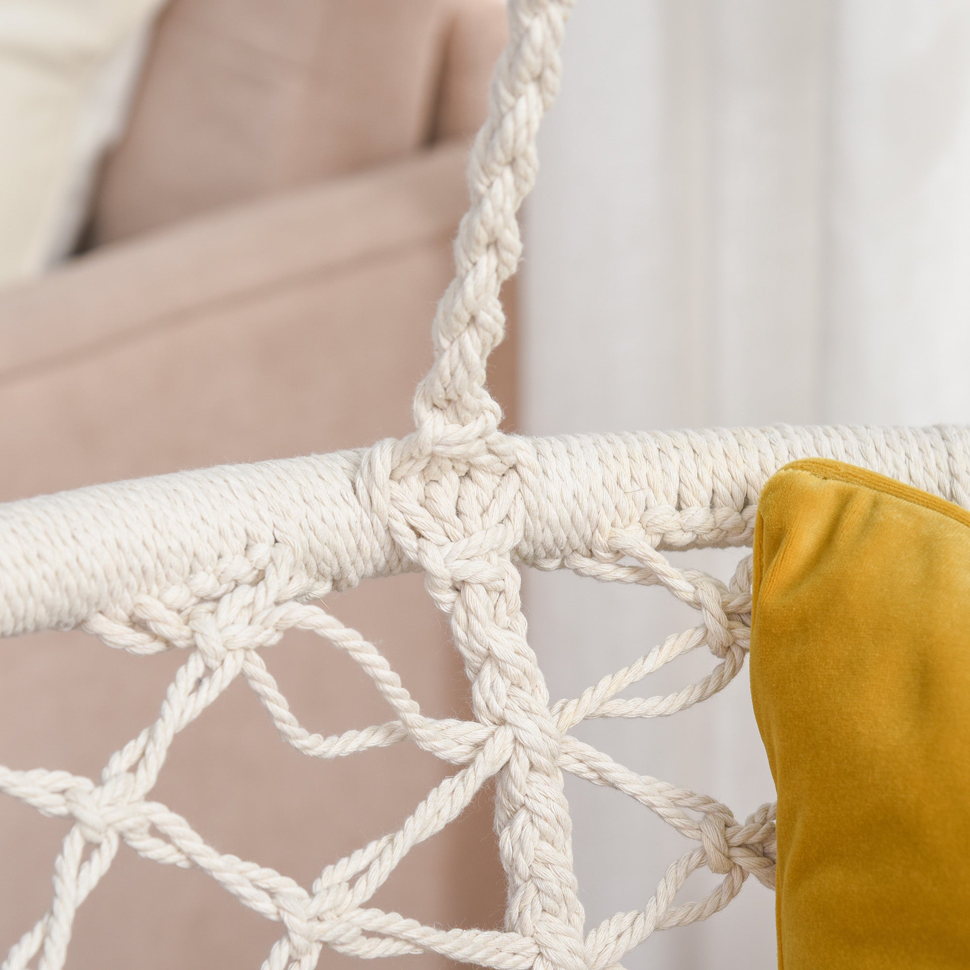 Large Cotton Rope Hammock Chair with Cushion and Metal Frame for Patio, Cream Hammock Swings   at Gallery Canada