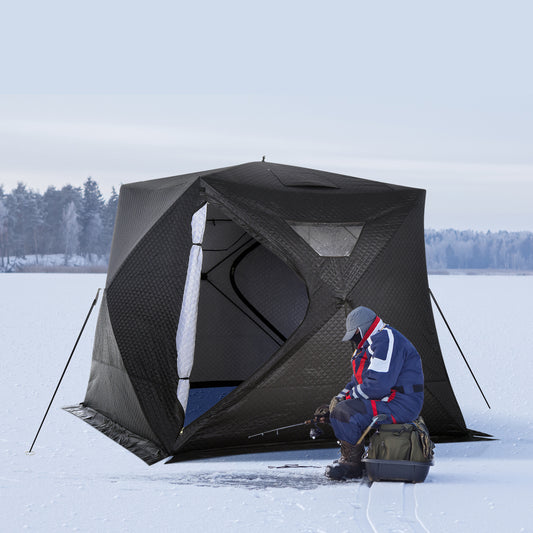 4-Person Insulated Ice Fishing Tent, Portable Ice Fishing Shelter with Ventilation Windows, Carry Bag, Two Doors and Anchors for Low-Temp -22℉ - Gallery Canada